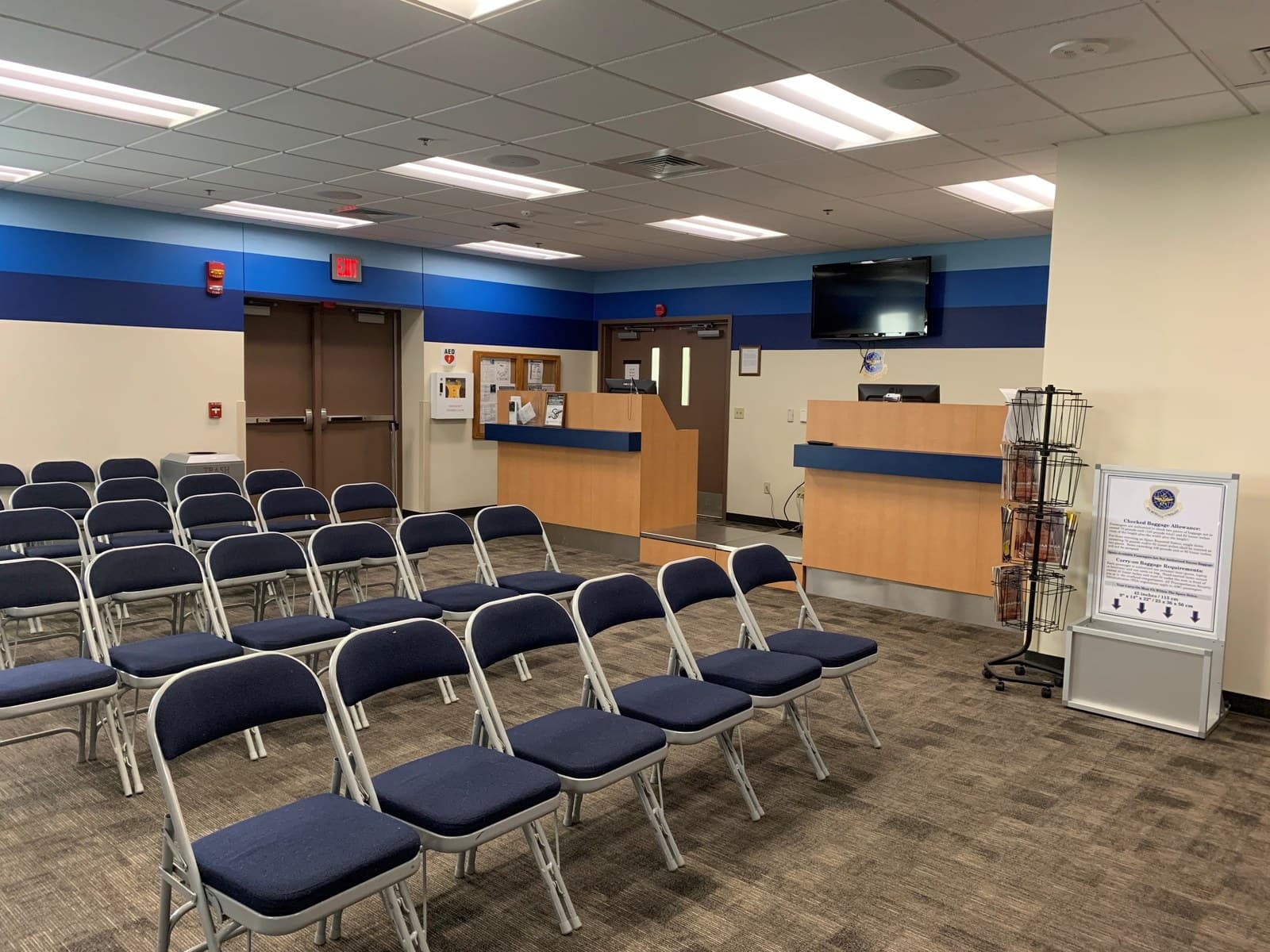 The passenger terminal waiting area at McConnell AFB, Kansas.