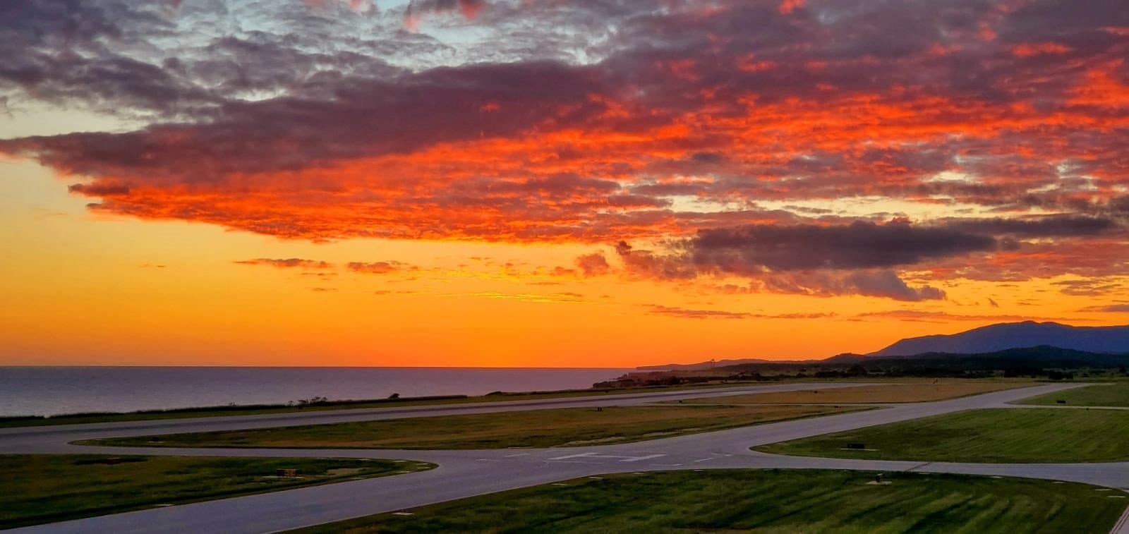 Sunset over the Leeward Point airfield at Naval Station Guantánamo Bay, Cuba.