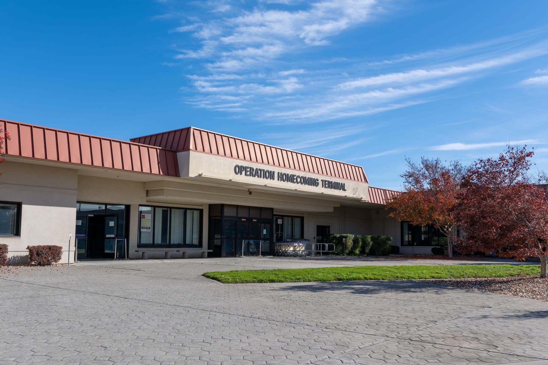 Front view of the Operation Homecoming Terminal at Travis AFB.